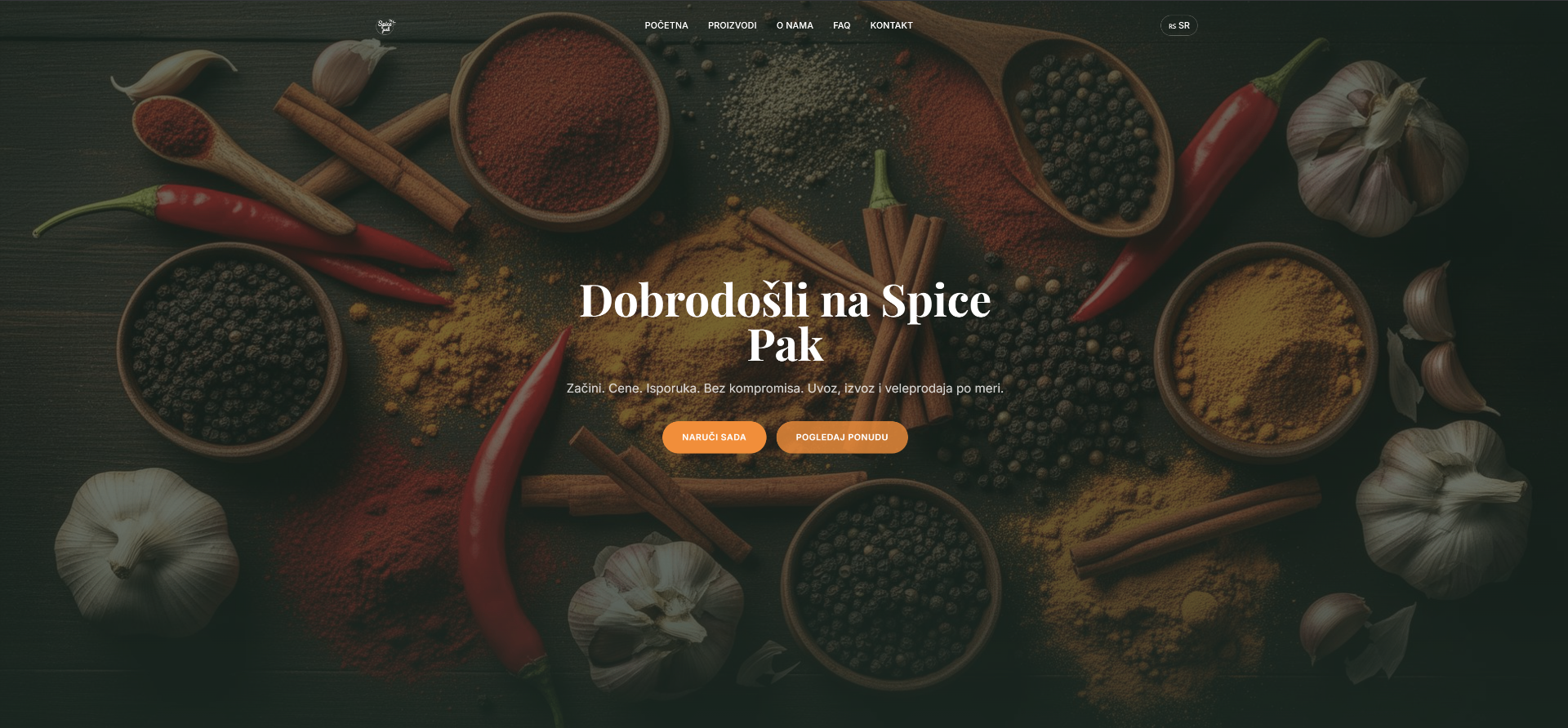 Screenshot of spicepak.com — Wholesale spice e-commerce
